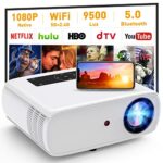 9500Lux WiFi Projector, Native 1080P Bluetooth Video Projector Support 4K 350" Screen Home Theater Movie Projector Compatible with iPhone/Android