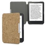 kwmobile Cork Case Compatible with Kobo Clara HD - Book Style Protective e-Reader Flip Cover Folio Case - Light Brown