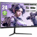 LC-Power 24" FHD Curved Gaming Monitor - 1080P 165Hz VA 1ms, Adaptive Sync, Overdrive, Low Blue, GamePlus, Flicker-Free, VESA, 1200R Curvature, D