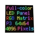 Coolwell RGB Full-Color LED Matrix Panel for Raspberry Pi and Ardui, 3mm Pitch, 64×64, 4096 Individual RGB LEDs, Brightness Adjustable