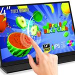 Touchscreen Portable Monitor,Kenowa 14 inch Touch Screen Full HD 1920×1080 IPS External Gaming Display with HDMI USB C(Type C) for Laptop,Mac,PC,