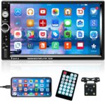 Hikity Car Stereo Double Din Car Radio Bluetooth with Rear View Camera 7 Inch Touch Screen FM Radio with USB TF AUX, Mirror Link for Android/IOS