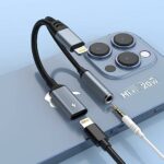 【Apple MFi Certified】 2-IN-1 Lightning to 3.5mm Headphone Jack Adapter for iPhone and Charger Dongle,Earphones Converter Splitter Support Music+C