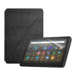 Fire HD 8 Tablet (64 GB, Black, with Ads) + Amazon Fire HD 8 tablet cover (Black) + NuPro Screen Protector (2-pack)