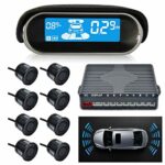 SUNWAN Car Parking Sensor Dual-core Front and Rear View Reverse Radar System LCD Display Kit N8P4L Four Voice Switchable with 8 Black Sensor