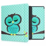 kwmobile Case Compatible with Kobo Forma Case - eReader Cover - Sleeping Owl Turquoise/Brown/Mint