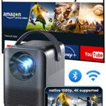 4K Supported Projector, 5G WiFi Bluetooth Projector, ETOE Native 1080P Projector, Portable Projector,Mini Projector,400 ANSI,4D Keystone Correcti