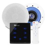 Power Dynamics Powerline Bluetooth Ceiling Speaker Set with 2x ESCS6 6.5" and A50B In-Wall Amplifier - Home Audio Hi-Fi Music System