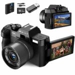 Monitech Digital Cameras for Photography, 4K 48MP Vlogging Camera for YouTube and Video， with 180° Flip Screen,16X Digital Zoom, Single Batteries