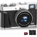 FamBrow Digital Camera, 4K 48MP Autofocus Video Camera with 32G Card, 2 Batteries Viewfinder and Rotary Button 16X Zoom Powerful Travel Camera fo