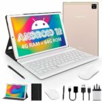 YUMKEM Tablet Android 12 with Keyboard Mouse Case Stylus Bundle, 10 Inch Metal Tablets PC, IPS 1280P HD, Octa-core, 4GB RAM 64GB ROM 1TB Expand,