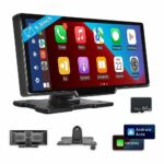 Portable Wireless Carplay Screen Stereo 9.3 inch HD Car Buddy Touchscreen Radio, Apple Car Play & Android Auto Dash Cam Mount Receiver with Front