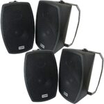 Loops 2x Pair 6.5" Outdoor Rated Black Wall Speakers 140W 8 Ohm IP55 Weatherproof