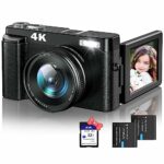 4K Digital Camera with 32G Card 48MP Camera Photo Camera Auto Focus with UV Lens Compact Camera Digital Camera with Selfie Flashing and Image Sta