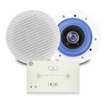 Bluetooth Ceiling Speaker System, Systemline E50-W Touch Panel Wall Amplifier, Pair ESCS 6.5" Coaxial Speakers Home Hi-Fi Audio
