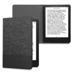 kwmobile Case Compatible with Amazon Kindle Paperwhite 11. Generation 2021 - PU Leather and Canvas e-Reader Cover - Anthracite/Black
