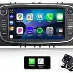 CAMECHO Apple Carplay Android Bluetooth Car Stereo with Sat Nav for Ford Focus C-Max S-Max Mondeo Kuga Galaxy 7 Inch Touch Screen Double Din Car