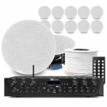 Power Dynamics Ceiling Speakers with Amplifier 6-Zone Bluetooth Home Audio, Office, Restaurant, Shop Multiroom Music System FCS 6.5"