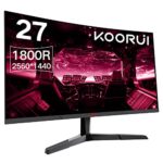 KOORUI QHD Curved 27 Inch Monitor, Fast VA Computer Gaming Monitor(2560 * 1440P, R1800, 144Hz, 1ms, DCI-P3 85%, DP+HDMI, Game Mode, Eye Protectio