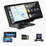 CAMECHO 2023 Car Stereo with Dual-Camera Wireless Apple CarPlay Android Auto 9.3 Inch Touch Screen Car Stereo with Bluetooth Handsfree/FM Transmi