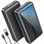 Solar Power Bank 30000mAh Portable Charger, Fast Charge with 4 Charging Ports for iPhone/Samsung/Android/Tablet, USB-C Input, Charger Bank with L