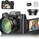 Digital Camera, Auto Focus 4K 48MP Photo 16X Zoom Compact 3.0'' 180 Degree Rotation Flip Screen for Beginners, Adults (32GB Micro SD Card&Wide An