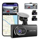 AZDOME 3-Channel Dash Cam Built in WiFi, GPS, 128GB eMMC Storage, 4” IPS Touch Screen, Front Cabin Rear 1080P Dash Camera for Cars, 1440P+1080P D