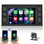 CAMECHO Android 10.0 Car Stereo with Apple Carplay Android Auto for Ford Fiesta Focus Kuga Transit Connect Mondeo S-Max Car Radio with 7” HD Touc