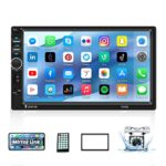 Hikity 7 Inch Touchscreen Car Stereo Double Din Car Radio Bluetooth Hands Free Mirror Link for Android/iOS USB AUX+Reverse Camera+Remote Control