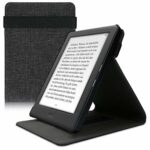kwmobile Cover for Kobo Glo HD/Touch 2.0 - Fabric e-Reader Case with Built-In Hand Strap and Stand - Dark Grey