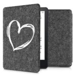 kwmobile Case Compatible with Amazon Kindle Paperwhite 11. Generation 2021 - Book Style Felt Fabric Protective e-Reader Cover Folio Case - Brushe