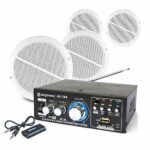 SkyTronic Cafe Restaurant Shop Bluetooth Amplifier Ceiling Speaker System Kit with 4x Ceiling Speakers