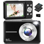 Digital Camera,Amdeurdi Compact Camera FHD 1080P 44MP, Vlogging Camera Rechargeable Digital Camera with 16X Digital Zoom with 2 Battery,32G Memor
