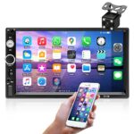 CAMECHO 7 Inch Touch Screen Bluetooth Double Din Car Stereo with Backup Camera Support FM Radio/Mirror Link USB/TF/AUX/SWC