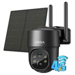 Xega 4G LTE Cellular Security Camera Solar With SIM Card, Outdoor Wireless No WiFi Security Camera, 2K HD PTZ Night Vision PIR Motion Sensor 2 Wa