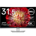 Dell S3221QS 31.5 Inch 4K UHD (3840x2160) 1800R Curved Monitor, 60Hz, VA, 4ms, AMD FreeSync, 99% sRGB, Built-in Speakers, DisplayPort, 2x HDMI, 3