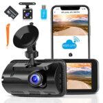 LINGTHIN Dash Cam front and rear WiFi&APP Control Dash Cam with 32G SD Card Full HD 1080P, Dash Cameras with 3.5 Inch IFS Screen, Loop Recording,