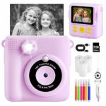 Kids Camera for Girls Boys, Instant Camera for Kids with Print Photo Paper,1080P HD Kids Digital Camera with 32GB SD Card Portable Toy Birthday G