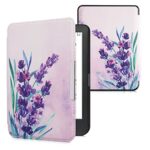 kwmobile Case Compatible with Kobo Clara HD Case - eReader Cover - Lavender Flowers Violet/Turquoise/Violet