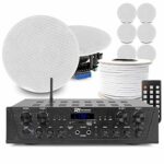 Power Dynamics Ceiling Speakers with Amplifier 4-Zone Bluetooth Home Audio, Office Multiroom Music System FCS 5.25"