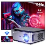 WiFi Bluetooth Projector 4K,VGKE T28 650 ANSI 20000 Lumen Portable Projector Native 1080P Full HD Android Projector,with ±50° 4D Zoom Keystone Co