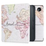 kwmobile Case Compatible with Kobo Libra 2 Case - eReader Cover - Travel Black/Multicolor