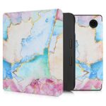 kwmobile Case Compatible with Tolino Vision 6 Case - eReader Cover - Marble Gold/Multicolor