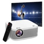 KODAK FLIK X10 Full HD Multimedia Projector Kit | 1080p Mini Compact Portable Home Theater System Bundle with 100” Projection Screen, Remote Cont