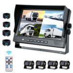 CAMECHO Reverse Camera Video Recording 9 Inch 4 Split Screen Reversing Camera Monitor DVR 360-Degree Front Back Left and Right Car Rear View Came