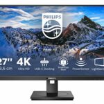 PHILIPS 279P1-27 Inch 4K Monitor, 60Hz, 4ms, IPS, USB-C Dock, Height adjust, Speakers, flickerFree (3840 x 2160, 350 cd/m², HDMI/DP/USB-C/RJ45/US