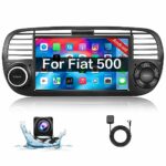 Hikity 7 Inch Android 10.0 Car Stereo for FIAT 500 (2007-2015), RDS Car Radio with Sat Navi/WIFI/BT/FM/USB/AHD Rear View Camera, Touch Screen Car