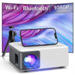 Mini Projector with WiFi Bluetooth, AKIYO Portable Projector Full HD 1080P Support, 5500 Lumens Phone Projector for Home Theater, Compatible with