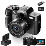 NBD Digital Camera for Photography and Video,48MP 4K Vlogging Camera with 180° Flip Screen，16X Digital Zoom, Autofocus Compact Camera 32GB TF&2 B