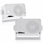Pyle Waterproof Speaker 3.5 inch 200 Watt 3 Way Weatherproof Mini Box White PLMR24